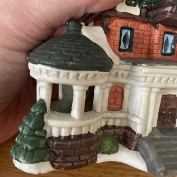 Vintage Holiday Traditions 2 Story House w Gazebo Porch Christmas Village House - Picture 6 of 9